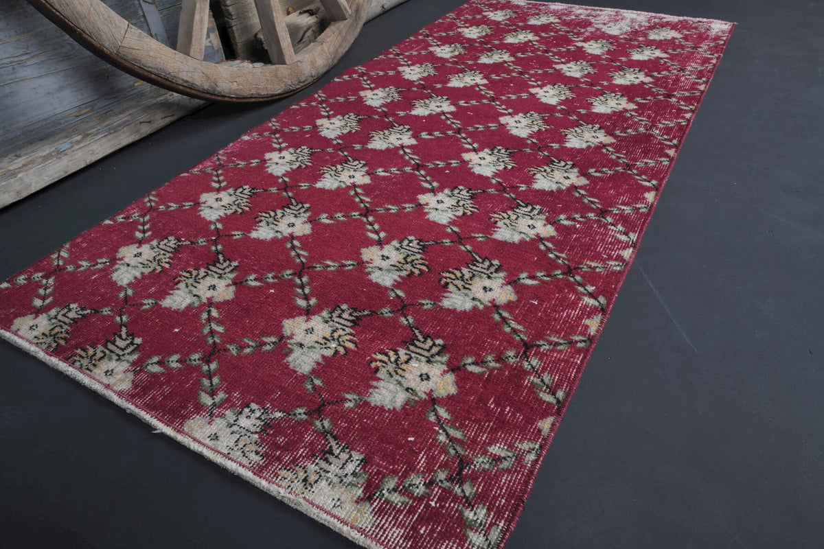 Vintage Kilim Red Runner Rug