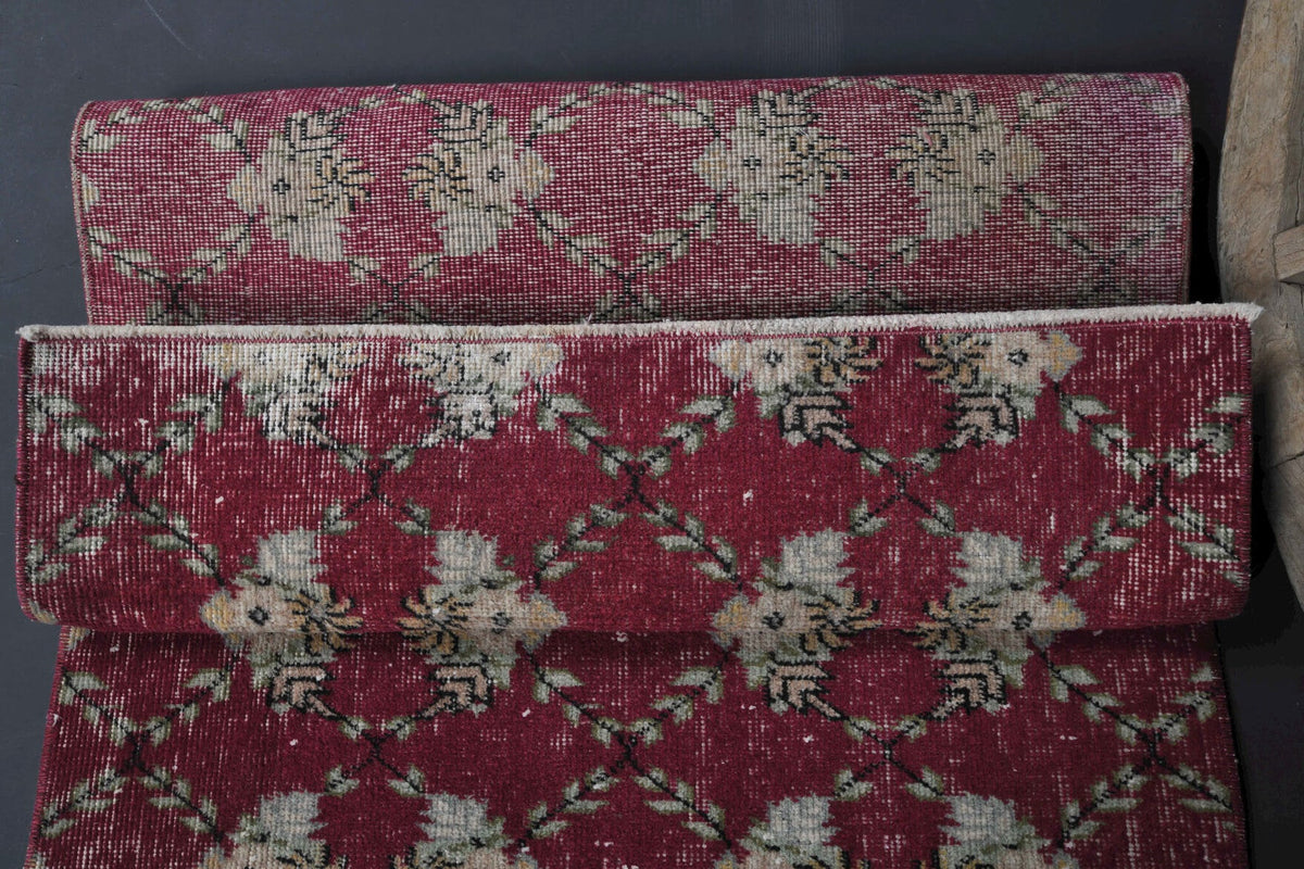 Vintage Kilim Red Runner Rug