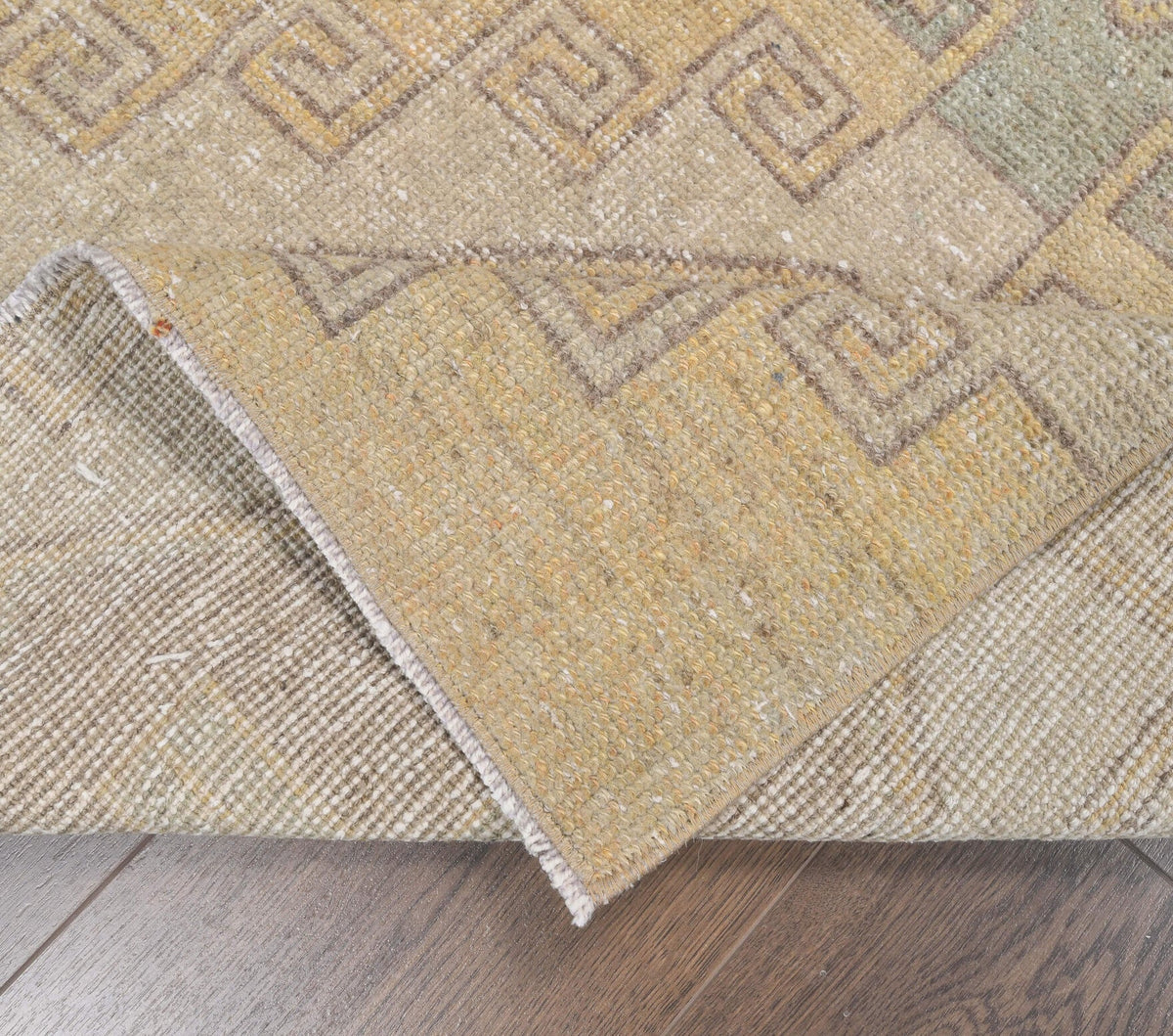 El yapımı vintage yolluk 86x180 cm geometrik desenli yün - desen detayı