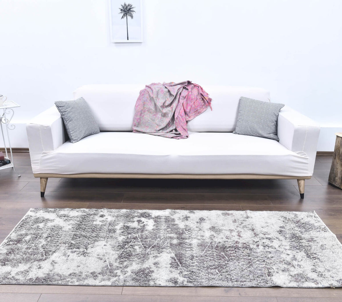 Vintage Gray Anatolian Runner Rug