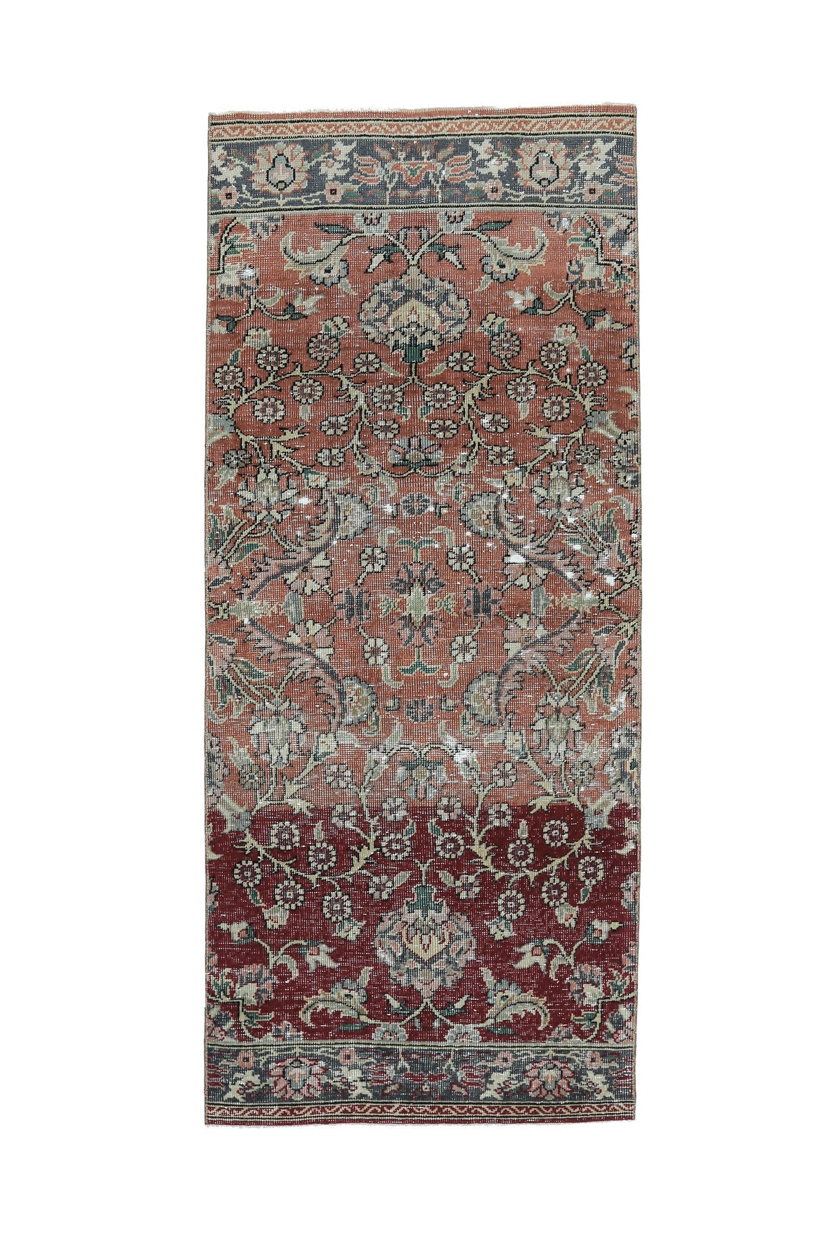 Floral Design Vintage Anatolian Runner Rug
