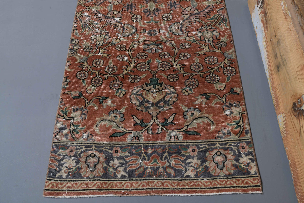 El yapımı vintage yolluk 86x198 cm çiçek desenli desenli yün - desen detayı
