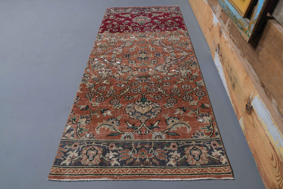El yapımı vintage yolluk 86x198 cm çiçek desenli desenli yün - mekan görünümü