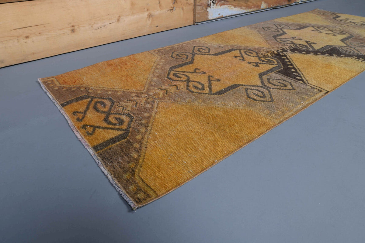 El yapımı vintage yolluk 79x218 cm geometrik desenli yün - detay görünümü