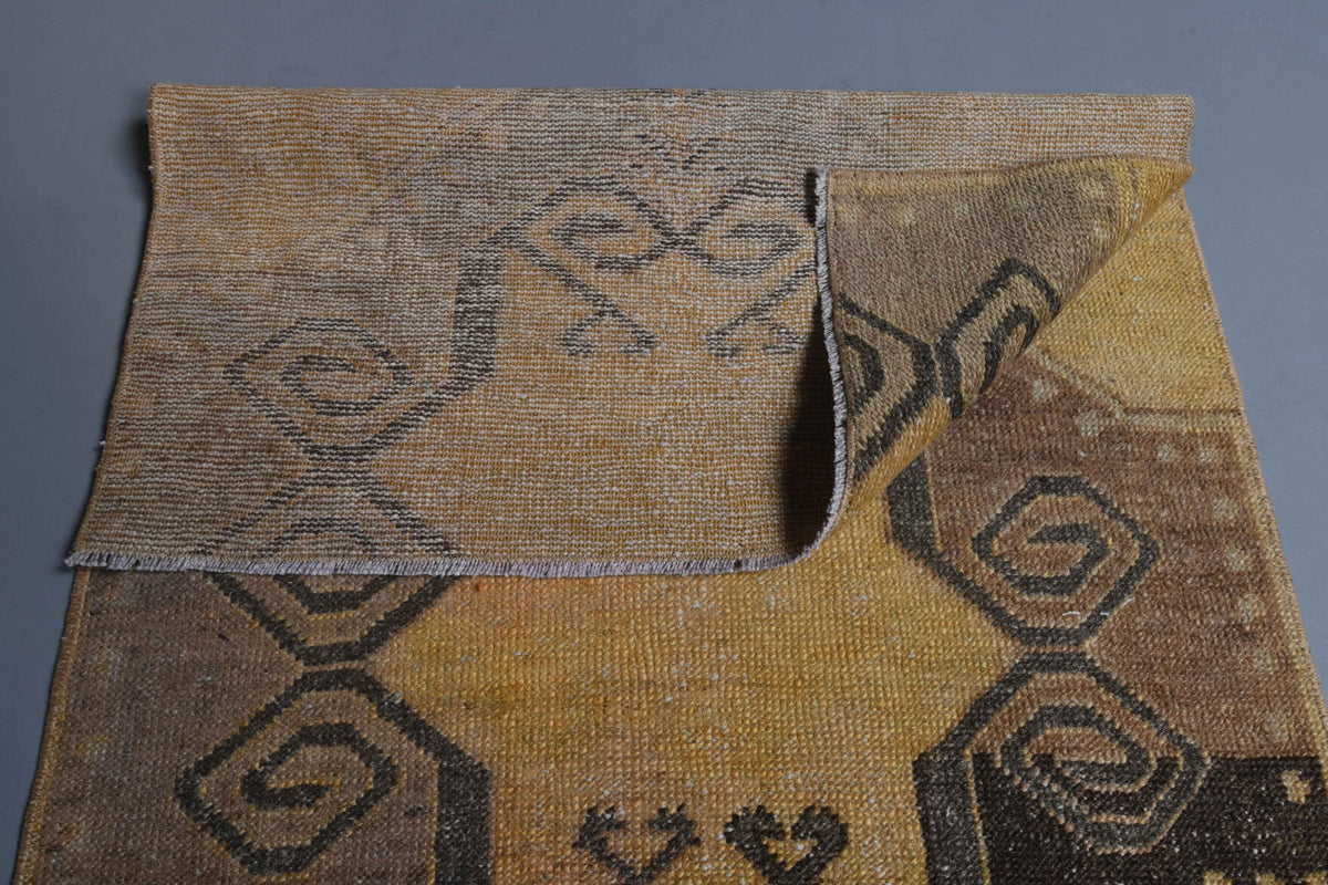 El yapımı vintage yolluk 79x218 cm geometrik desenli yün - desen detayı