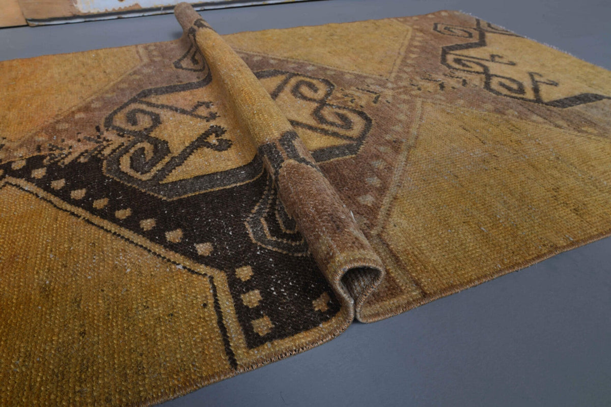 El yapımı vintage yolluk 79x218 cm geometrik desenli yün - mekan görünümü
