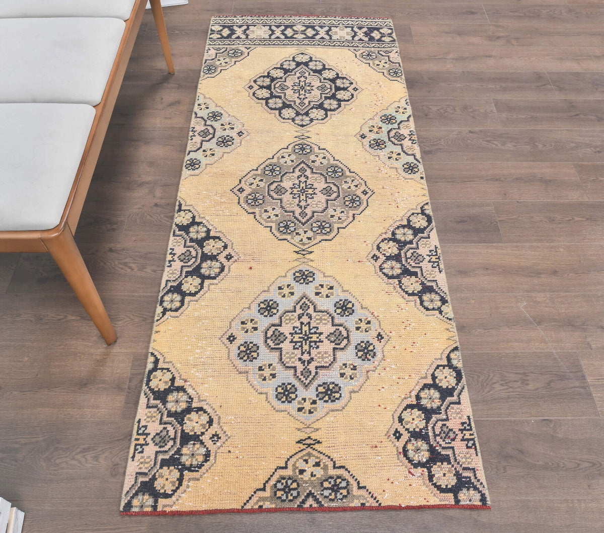 El yapımı vintage yolluk 61x213 cm oryantal desenli yün - mekan görünümü