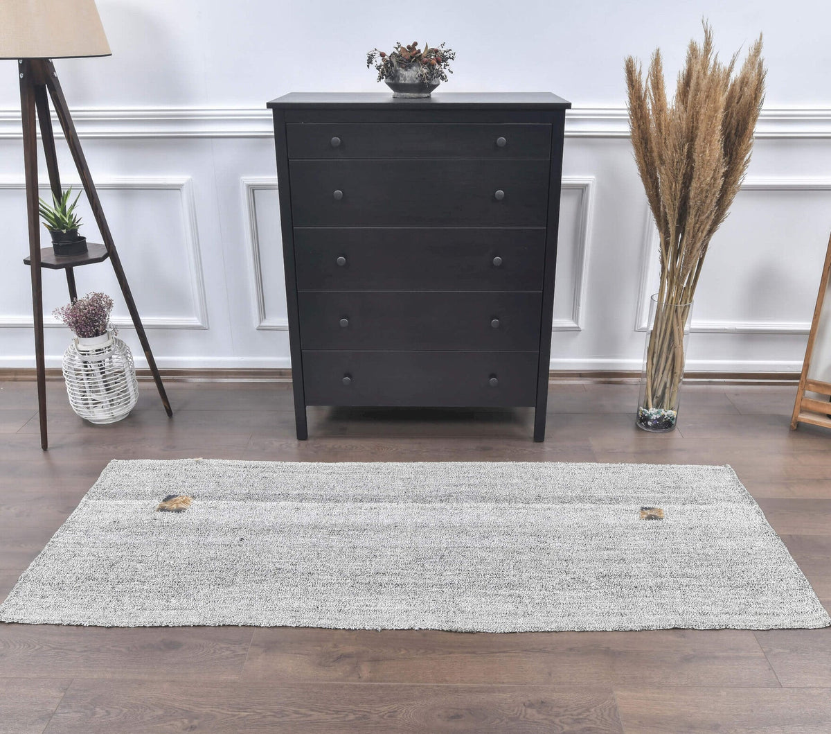 3x7 Vintage Kilim Solid Runner