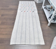 El yapımı vintage yolluk 76x218 cm çizgili desenli yün - detay görünümü