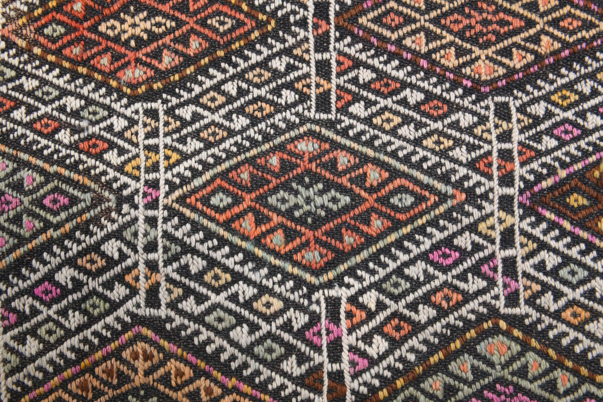 El yapımı vintage yolluk 91x224 cm kilim desenli yün - desen detayı