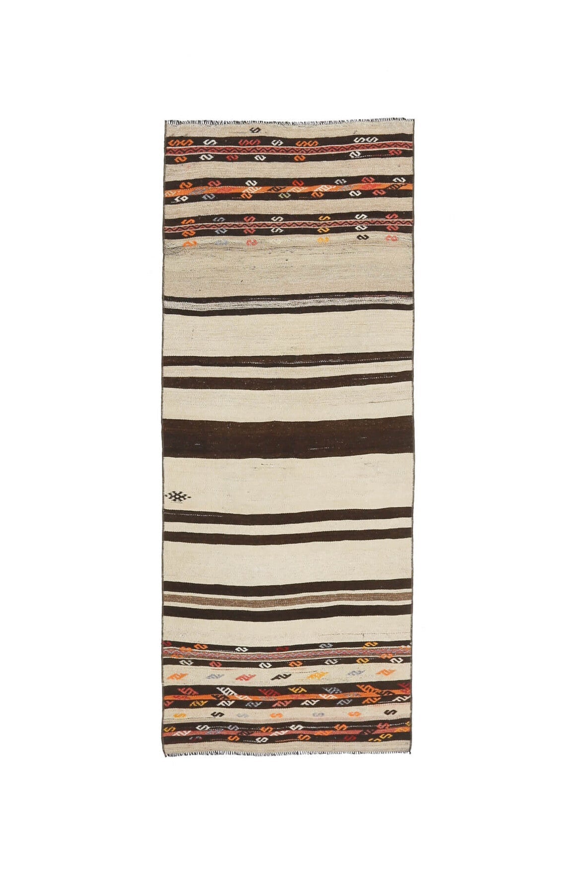 El yapımı vintage yolluk 79x203 cm çizgili desenli yün - farklı açıdan görünüm