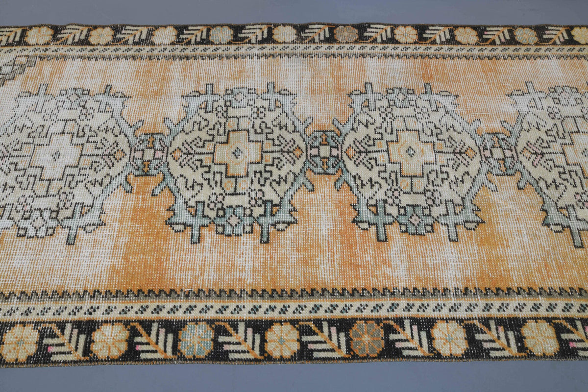 El yapımı vintage yolluk 91x254 cm oryantal desenli yün - desen detayı