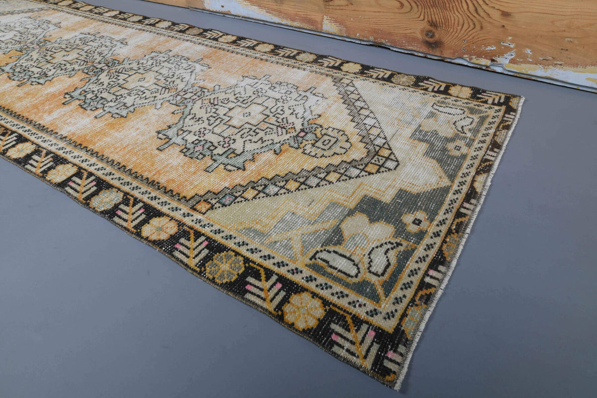 El yapımı vintage yolluk 91x254 cm oryantal desenli yün - mekan görünümü