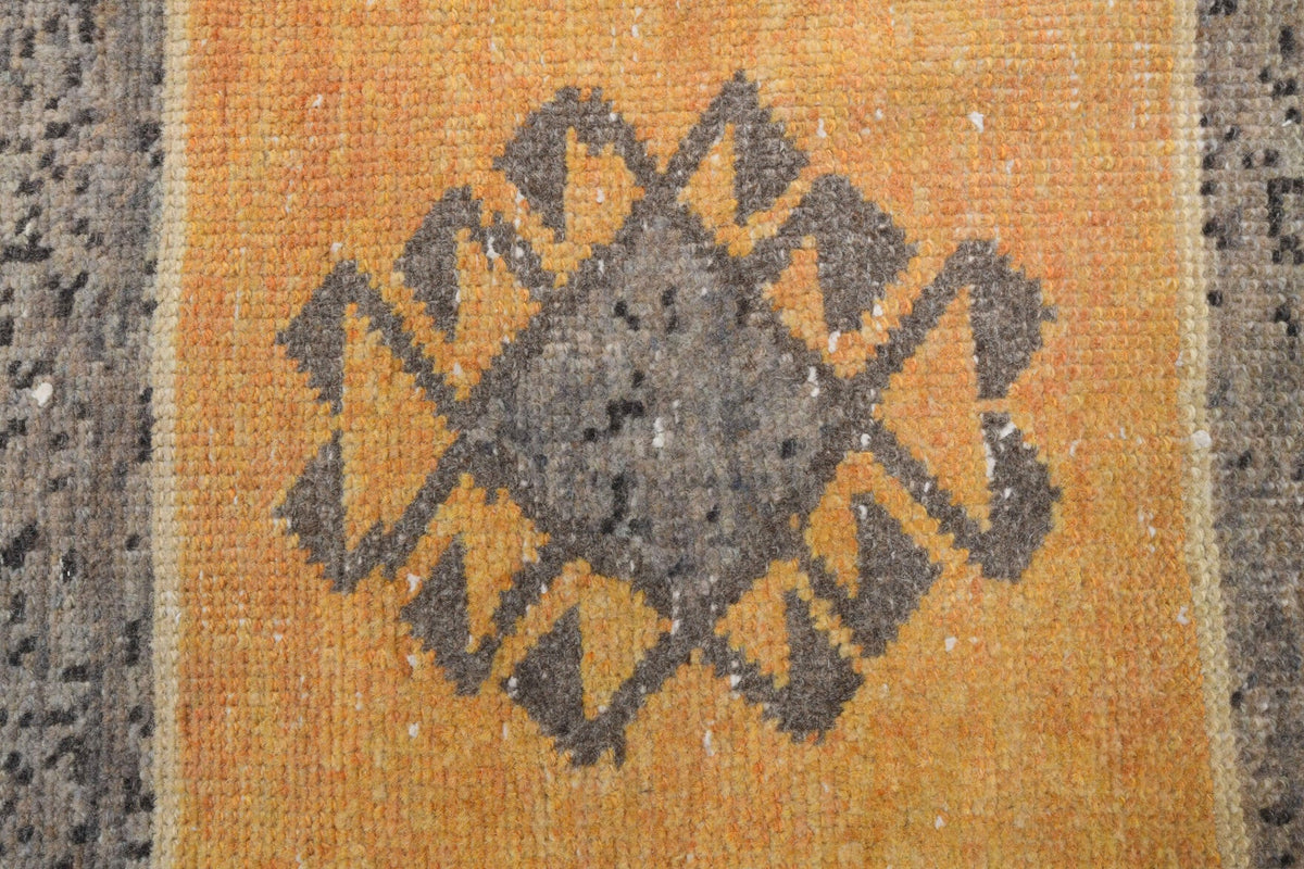 El yapımı vintage yolluk 97x257 cm geometrik desenli yün - desen detayı