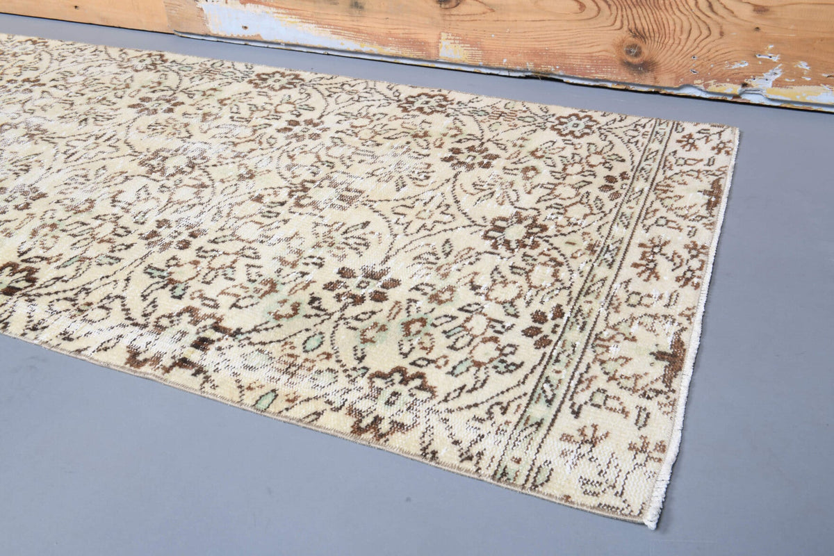 El yapımı vintage yolluk 86x257 cm çiçek desenli desenli yün - mekan görünümü