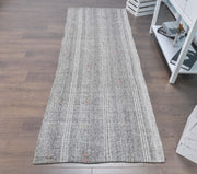 El yapımı vintage yolluk 91x249 cm düz desenli yün - detay görünümü