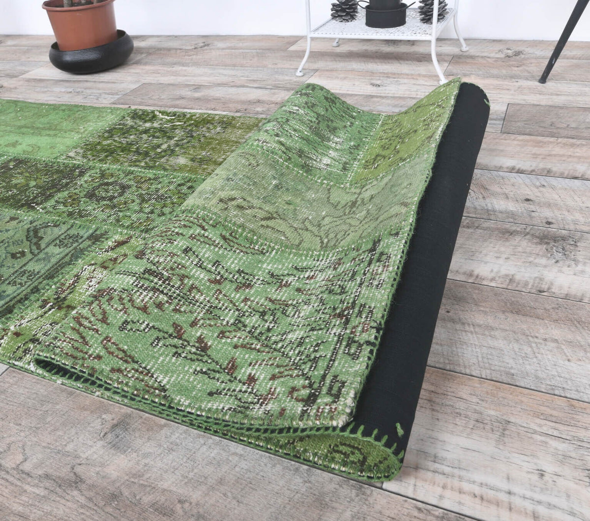 El yapımı vintage yolluk 79x257 cm düz desenli yün - açık alan görünümü