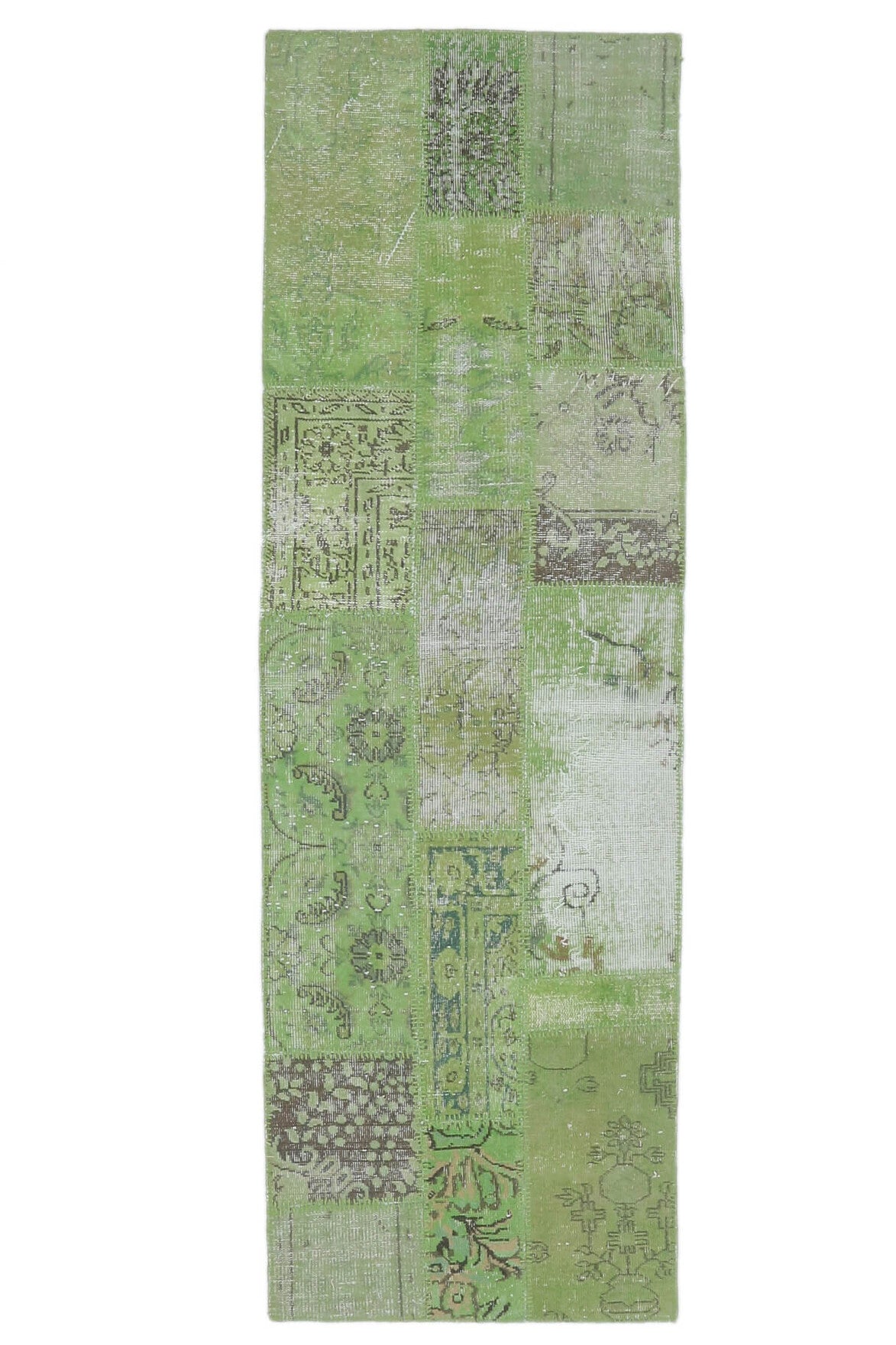 El yapımı vintage yolluk 81x254 cm soyut desenli yün - farklı açıdan görünüm