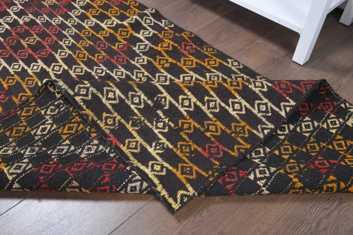 El yapımı vintage yolluk 97x229 cm i̇kat desenli yün - desen detayı