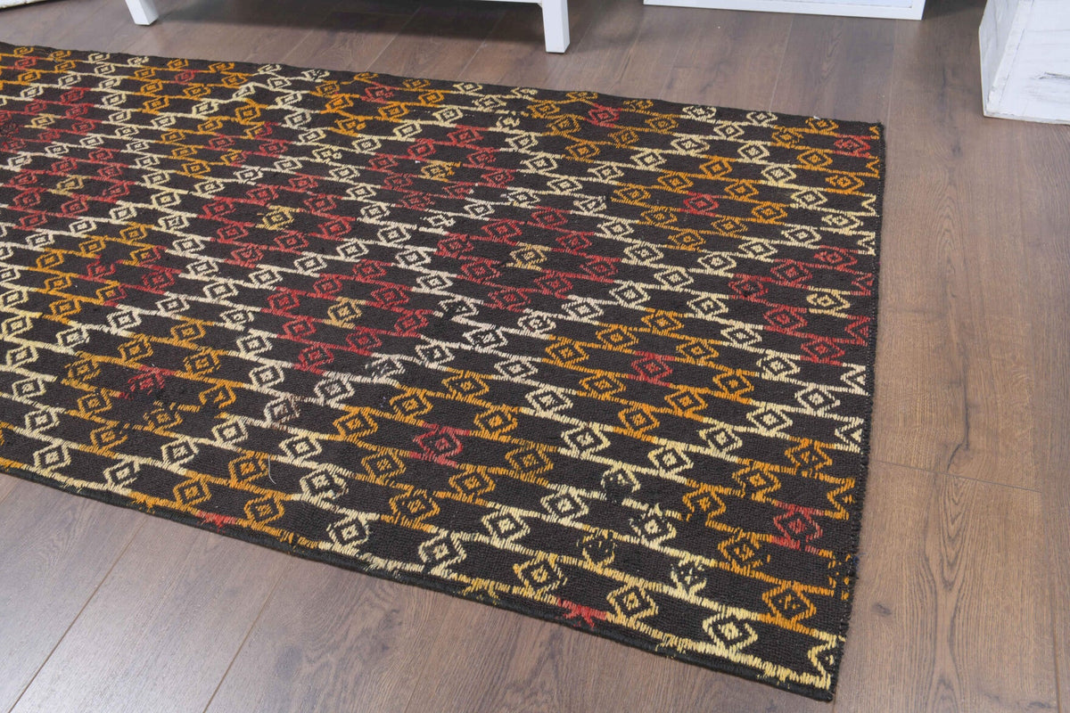 El yapımı vintage yolluk 97x229 cm i̇kat desenli yün - mekan görünümü