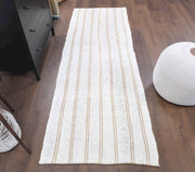 El yapımı vintage yolluk 81x244 cm çizgili desenli yün - detay görünümü