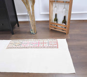 El yapımı vintage yolluk 76x241 cm düz desenli yün - detay görünümü