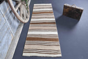 1960'lardan Anadolu kökenli çizgili vintage kilim yolluk, 76x238 cm
