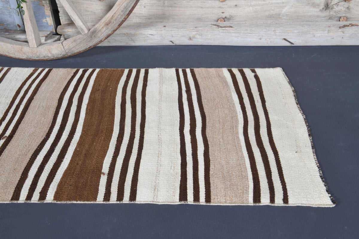 3x8 Flatweave Wool Vintage Runner Rug