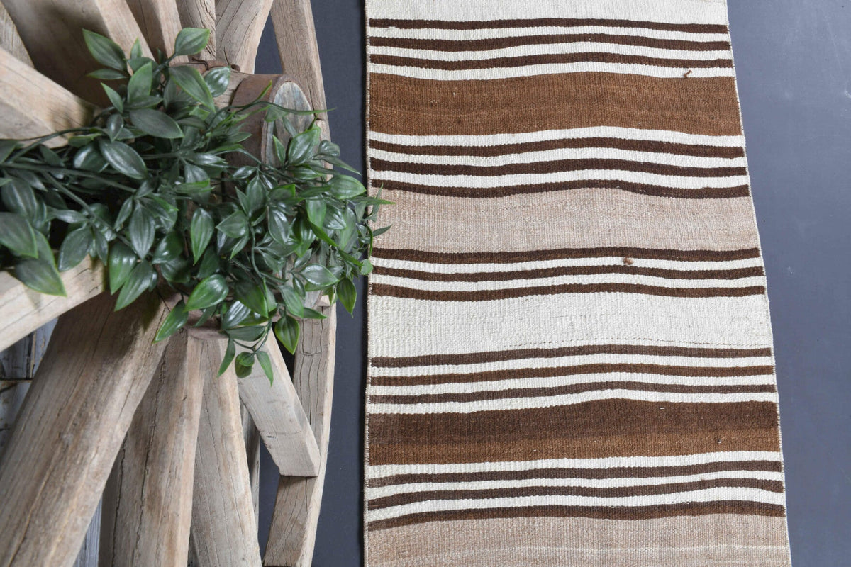3x8 Flatweave Wool Vintage Runner Rug