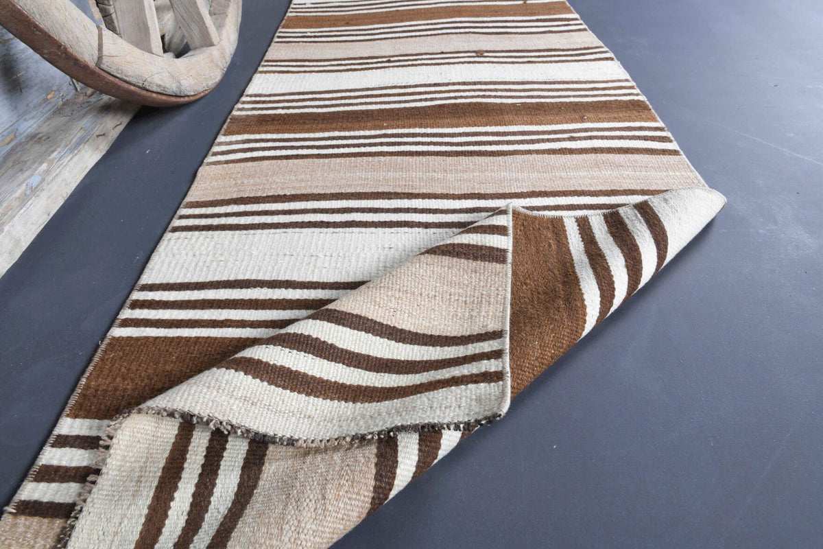 3x8 Flatweave Wool Vintage Runner Rug
