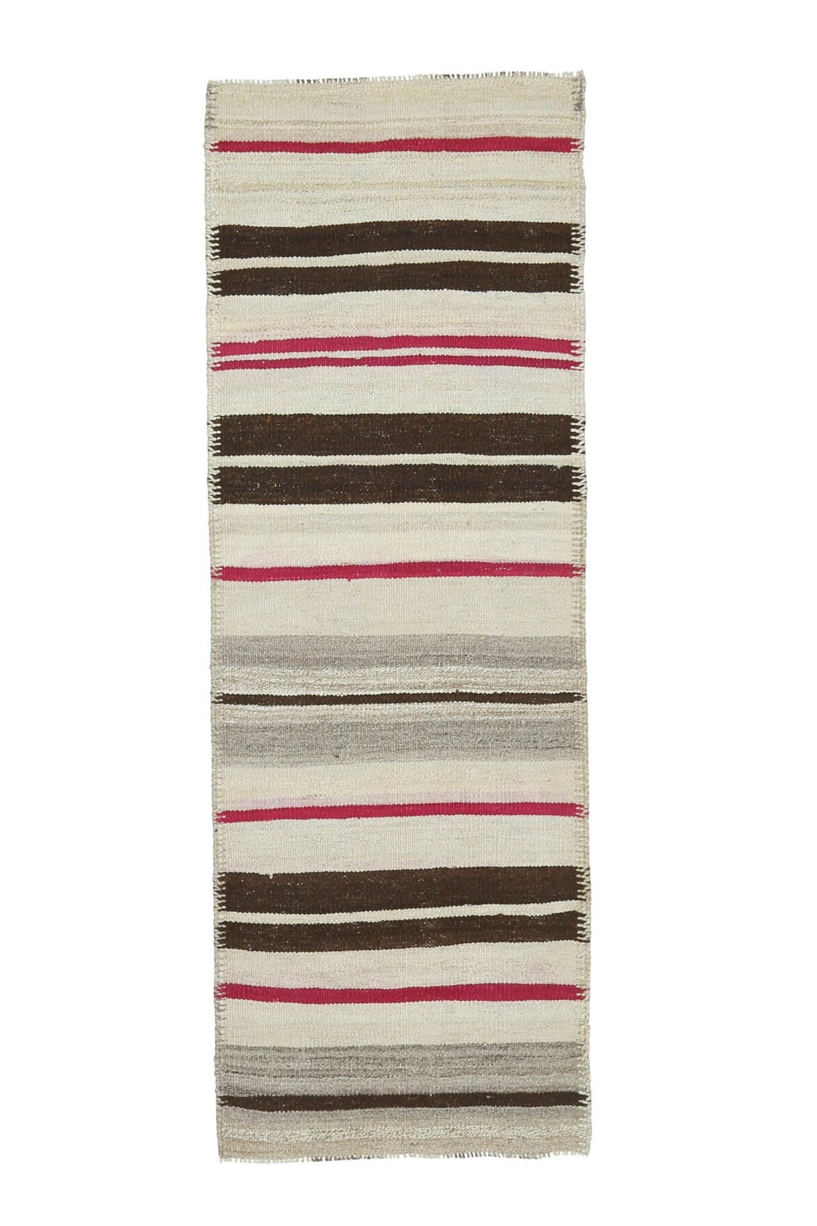 El yapımı vintage yolluk 81x229 cm çizgili desenli yün - ışık altında renk detayı