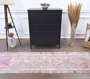 El yapımı vintage yolluk 79x249 cm oryantal desenli yün - detay görünümü