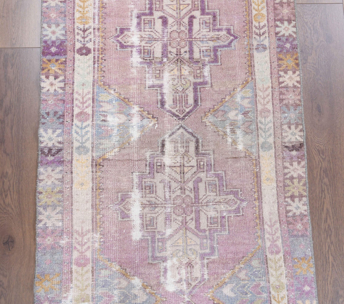 El yapımı vintage yolluk 79x249 cm oryantal desenli yün - desen detayı
