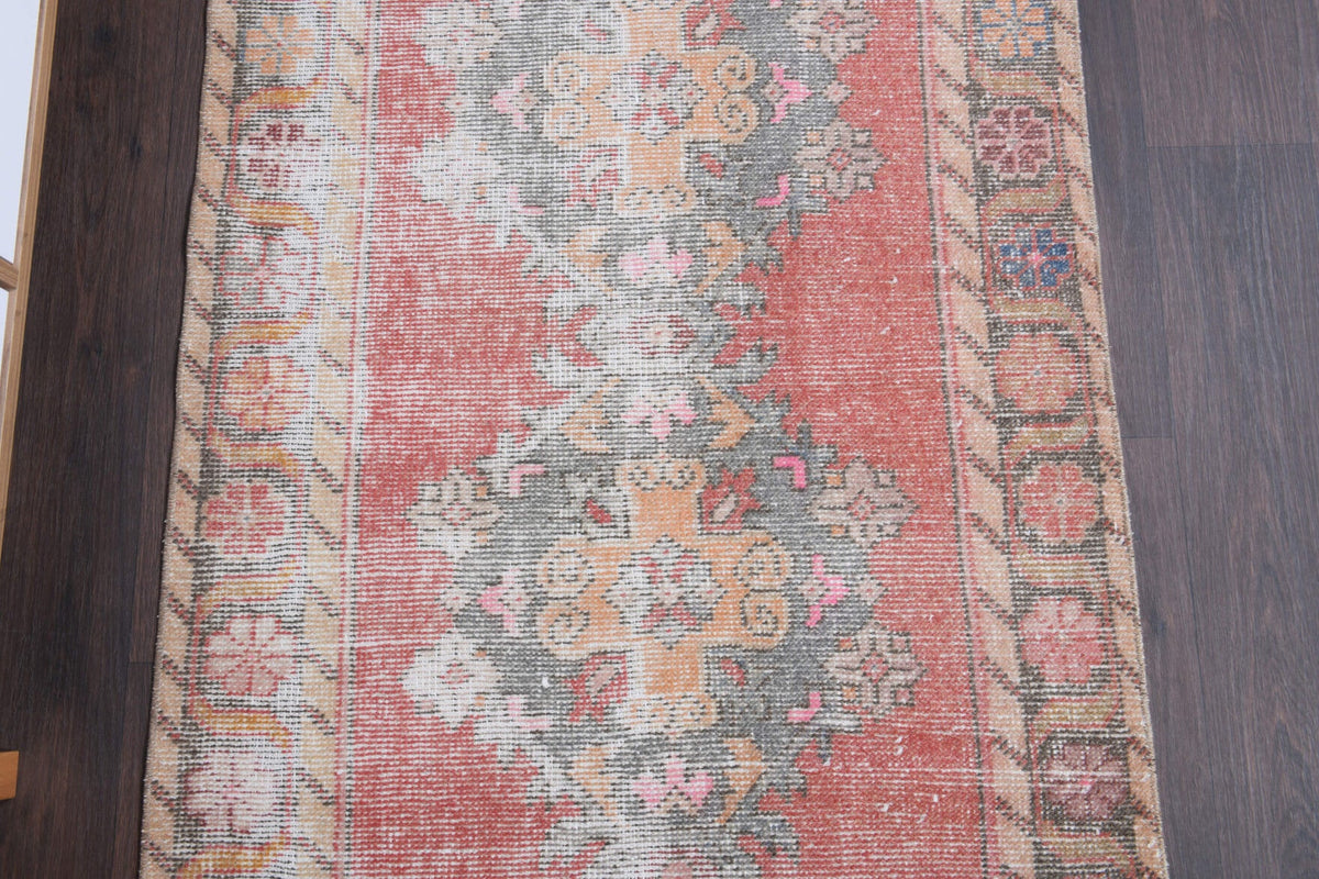El yapımı vintage yolluk 91x279 cm oryantal desenli yün - desen detayı