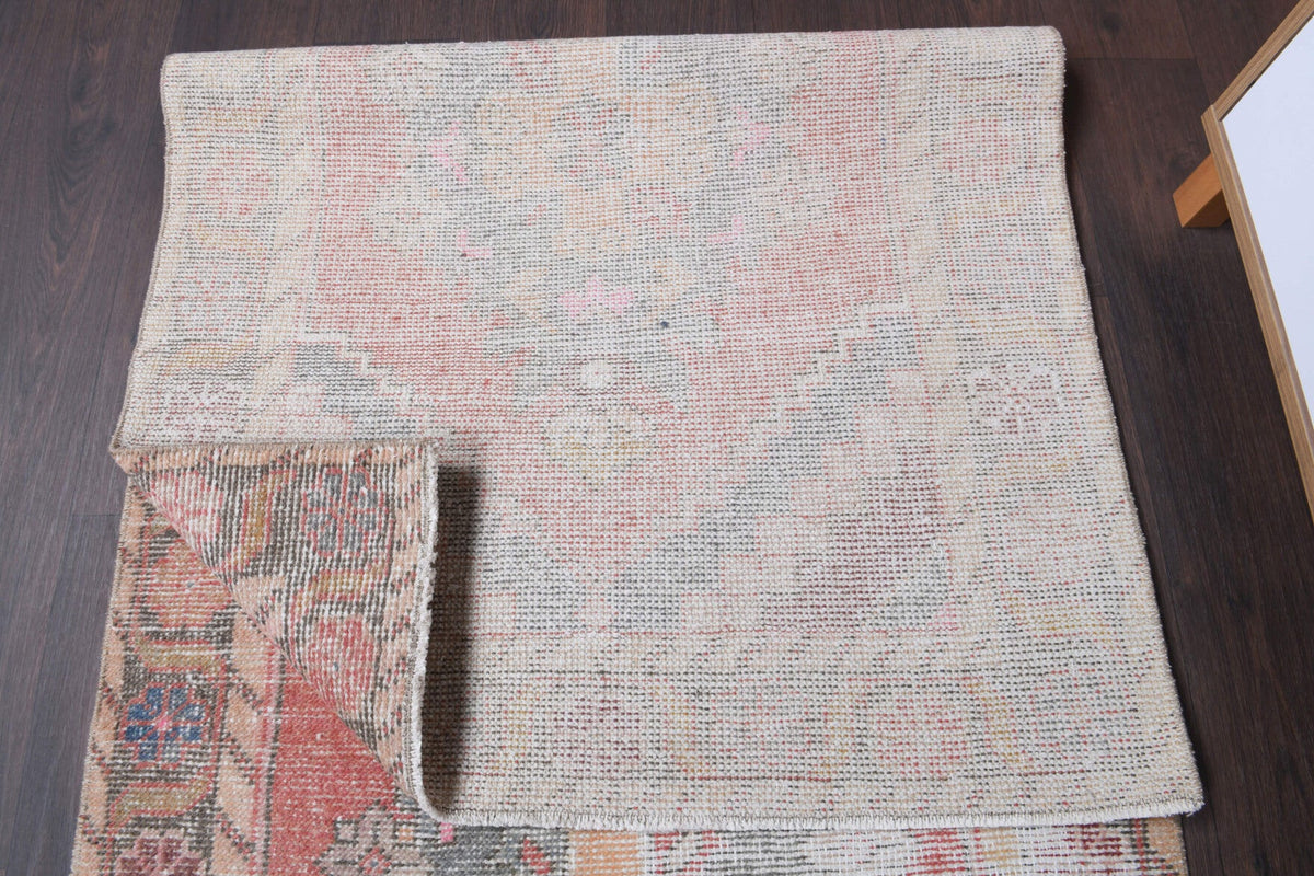 El yapımı vintage yolluk 91x279 cm oryantal desenli yün - üstten görünüm
