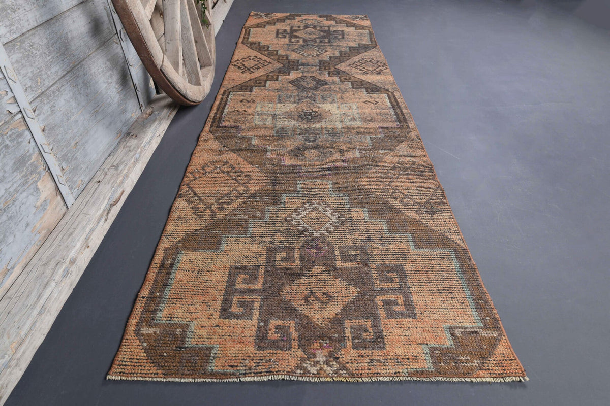 El yapımı vintage yolluk 86x287 cm oryantal desenli yün - detay görünümü