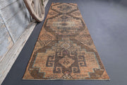 El yapımı vintage yolluk 86x287 cm oryantal desenli yün - detay görünümü