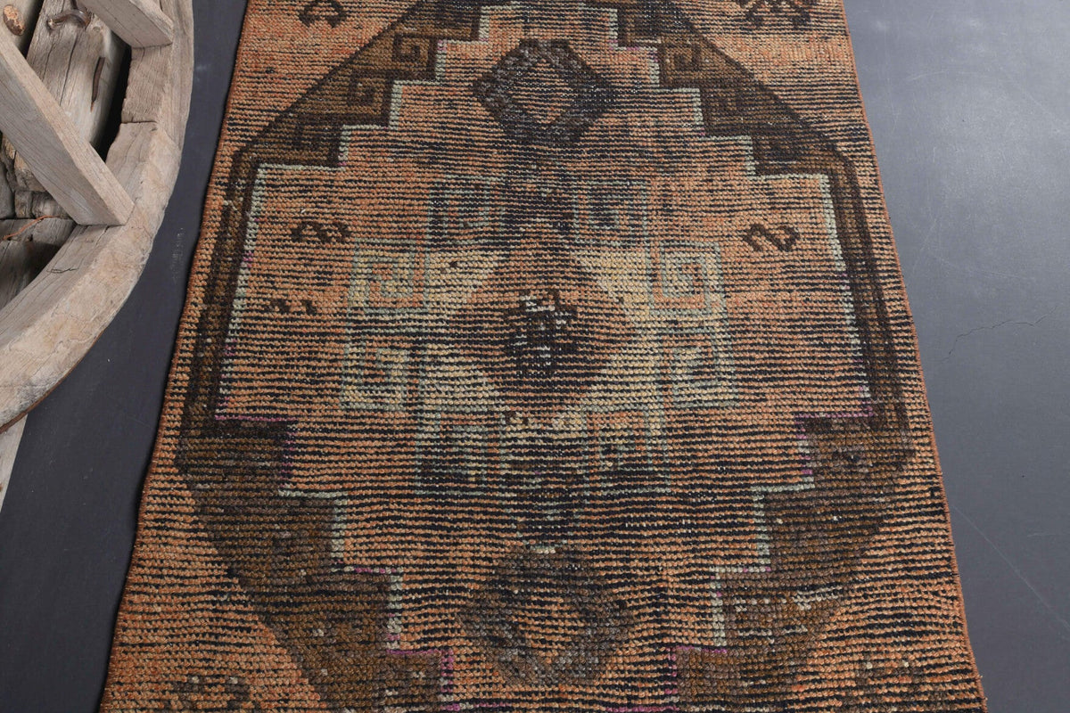El yapımı vintage yolluk 86x287 cm oryantal desenli yün - açık alan görünümü