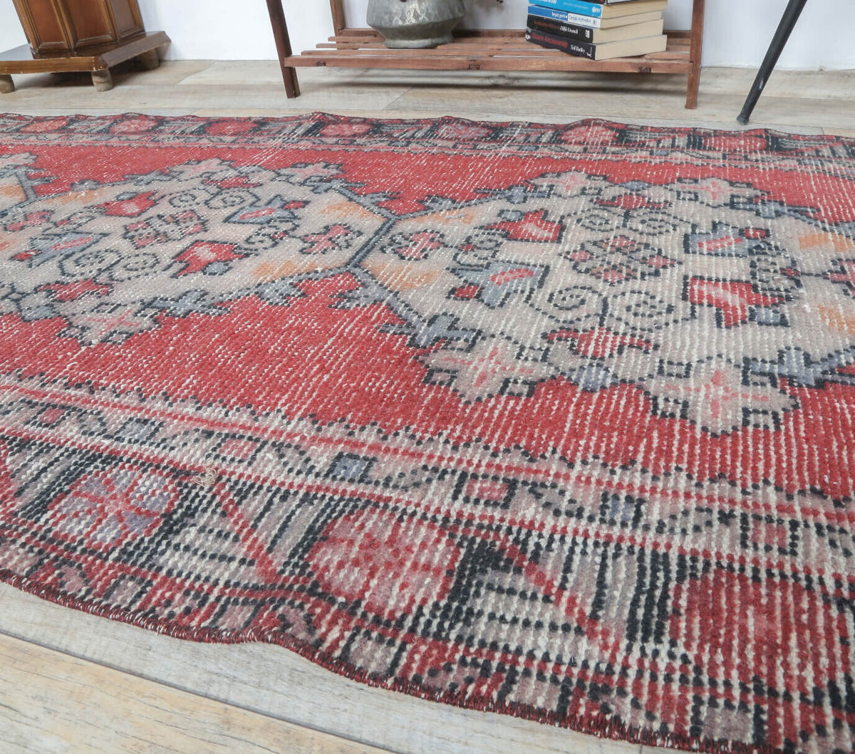 El yapımı vintage yolluk 91x290 cm oryantal desenli yün - desen detayı