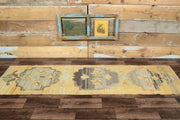 1970'lerden Anadolu kökenli geometrik desenli el dokuma vintage yolluk, 78x286 cm