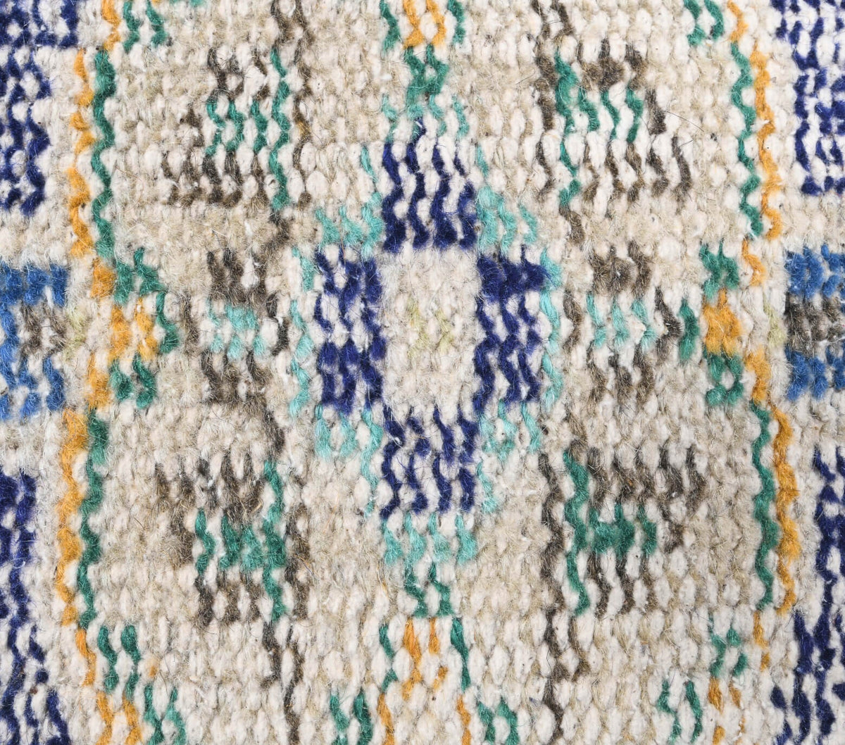El yapımı vintage yolluk 81x277 cm geometrik desenli yün - üstten görünüm