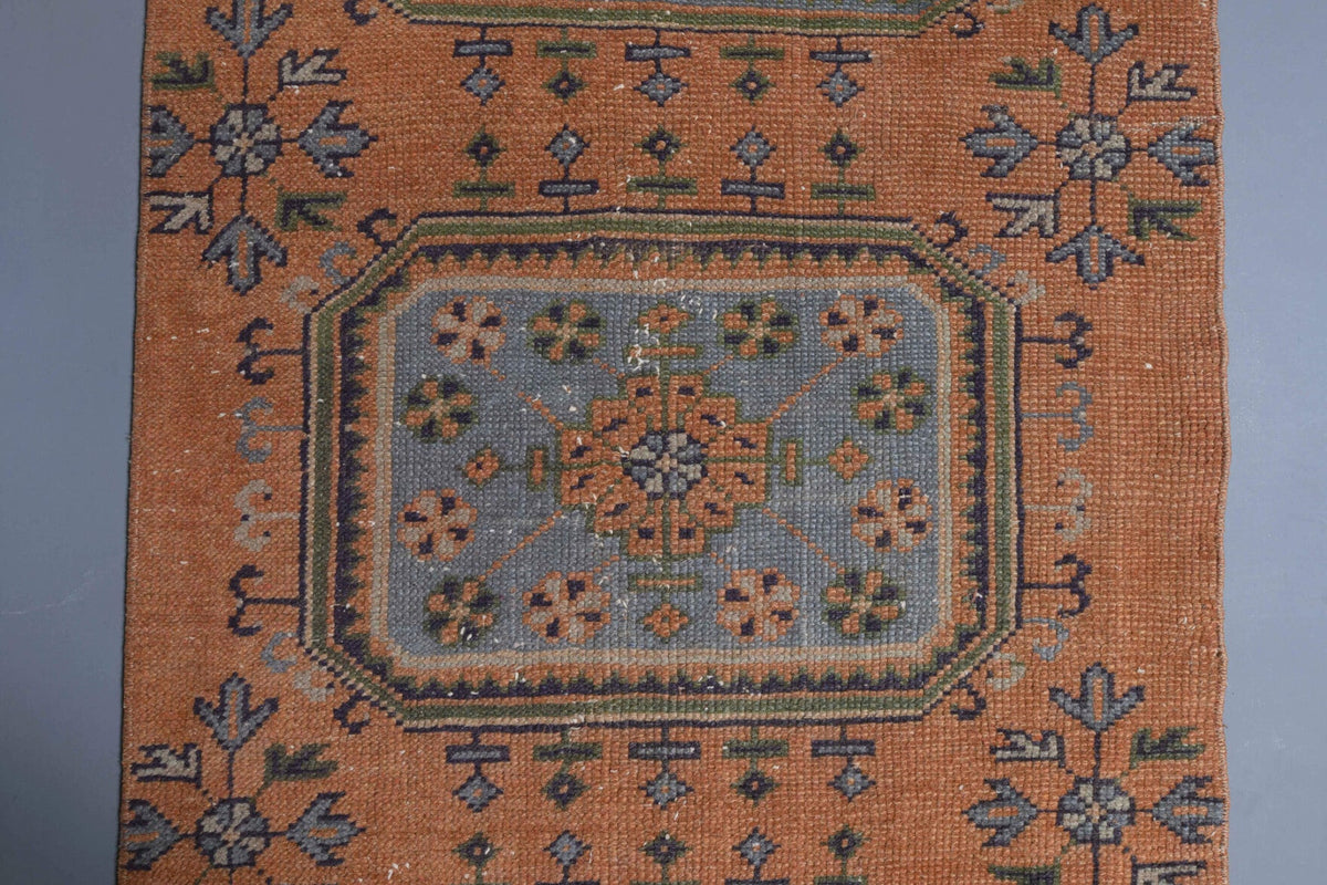 El yapımı vintage yolluk 89x274 cm çiçek desenli desenli yün - desen detayı