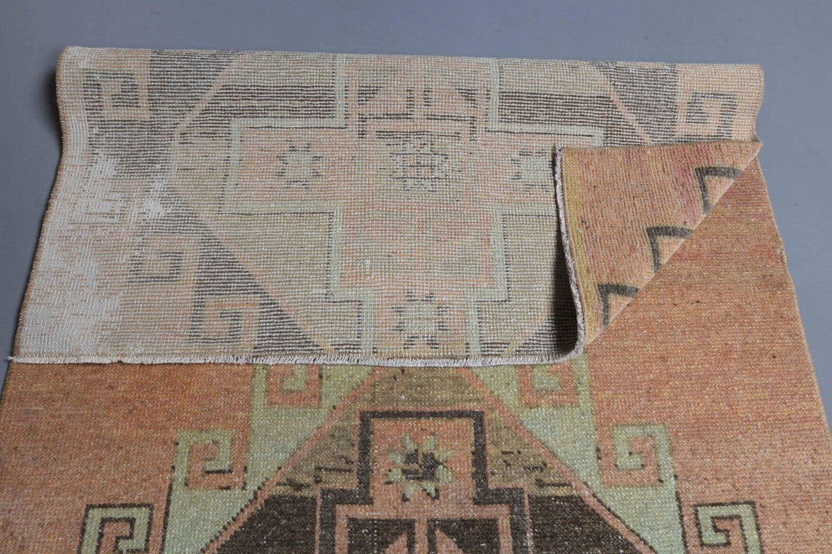 El yapımı vintage yolluk 94x262 cm geometrik desenli yün - mekan görünümü