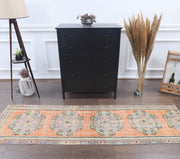 El yapımı vintage yolluk 76x259 cm tribal desenli yün - detay görünümü