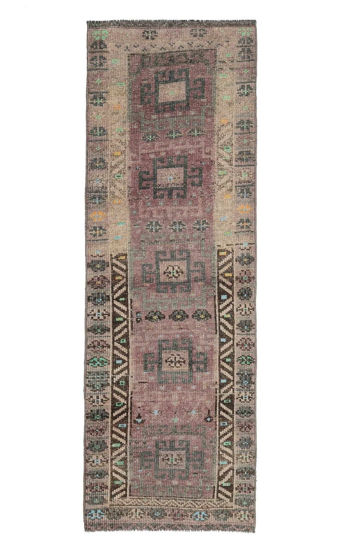 El yapımı vintage yolluk 79x259 cm oryantal desenli yün - açık alan görünümü