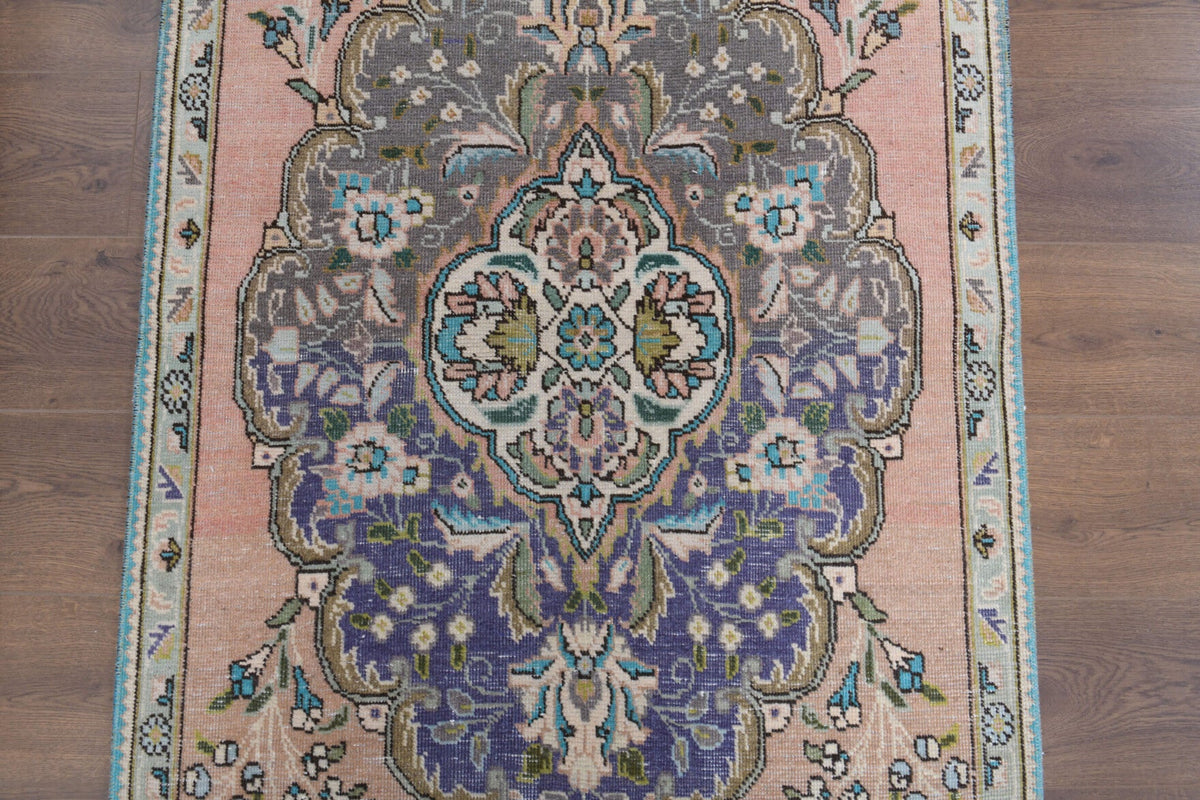 El yapımı vintage yolluk 94x279 cm oryantal desenli yün - desen detayı