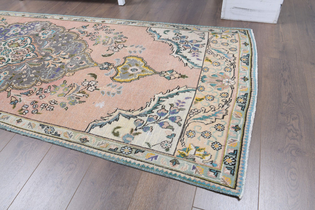 El yapımı vintage yolluk 94x279 cm oryantal desenli yün - üstten görünüm