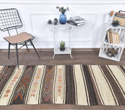 1960'lardan Anadolu kökenli kilim motifli vintage kilim yolluk, 84x266 cm