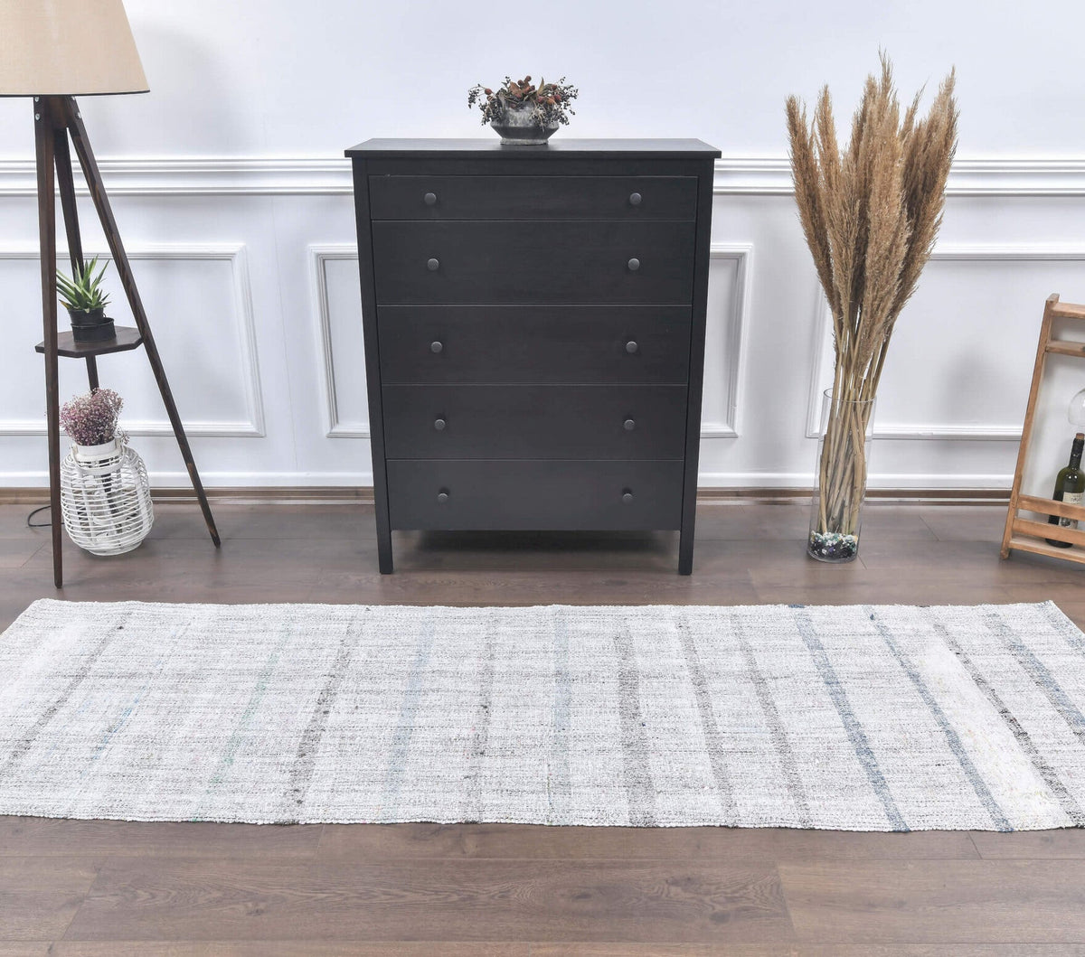 El yapımı vintage yolluk 81x272 cm düz desenli yün - detay görünümü