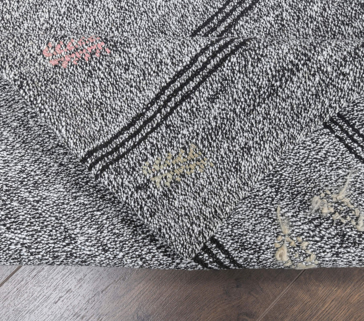 El yapımı vintage yolluk 79x272 cm çizgili desenli yün - desen detayı